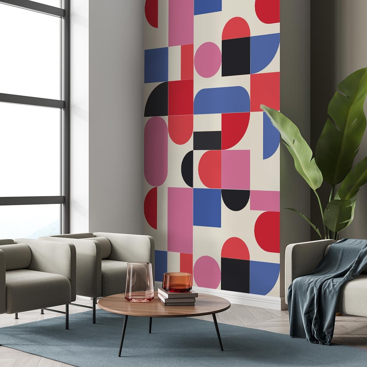 Papier peint rose intissé, HEXOA