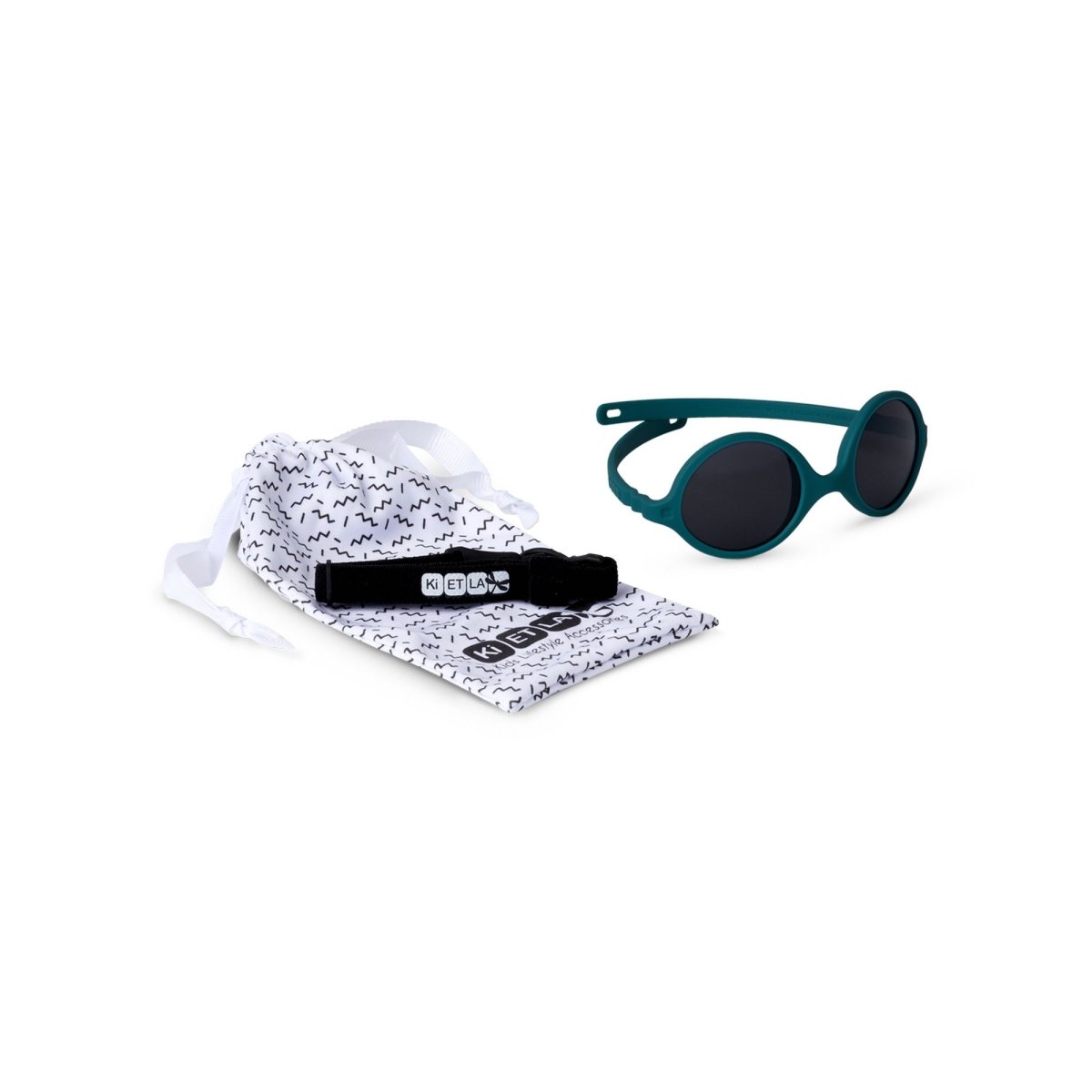 Lunettes de soleil bébé 0-1 an Diabola Vert paon vert, KI ET LA