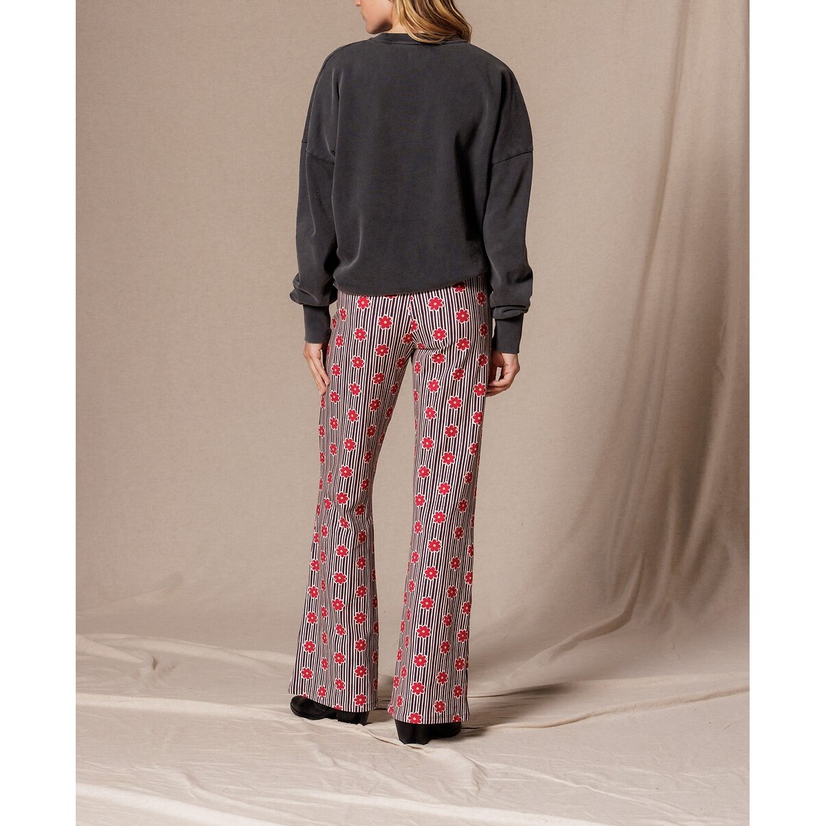 Leggings flare con estampado de flores, LUSO grosella, APACHES COLLECTIONS