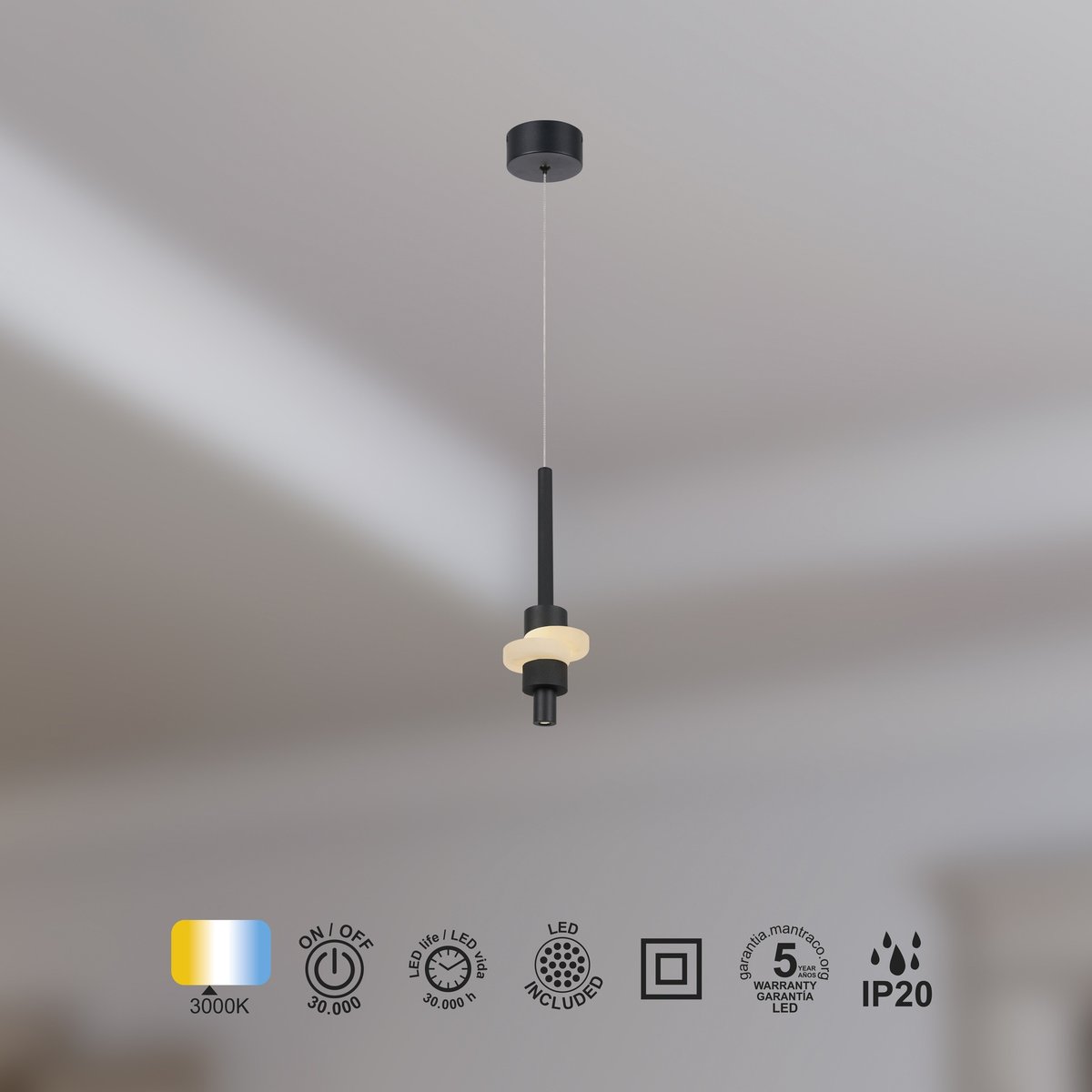 Suspension en métal design, D.11 noir, MANTRA