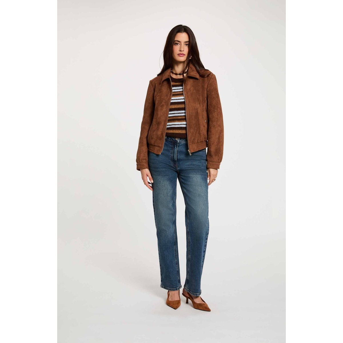 Blouson suédine marron cognac, MORGAN