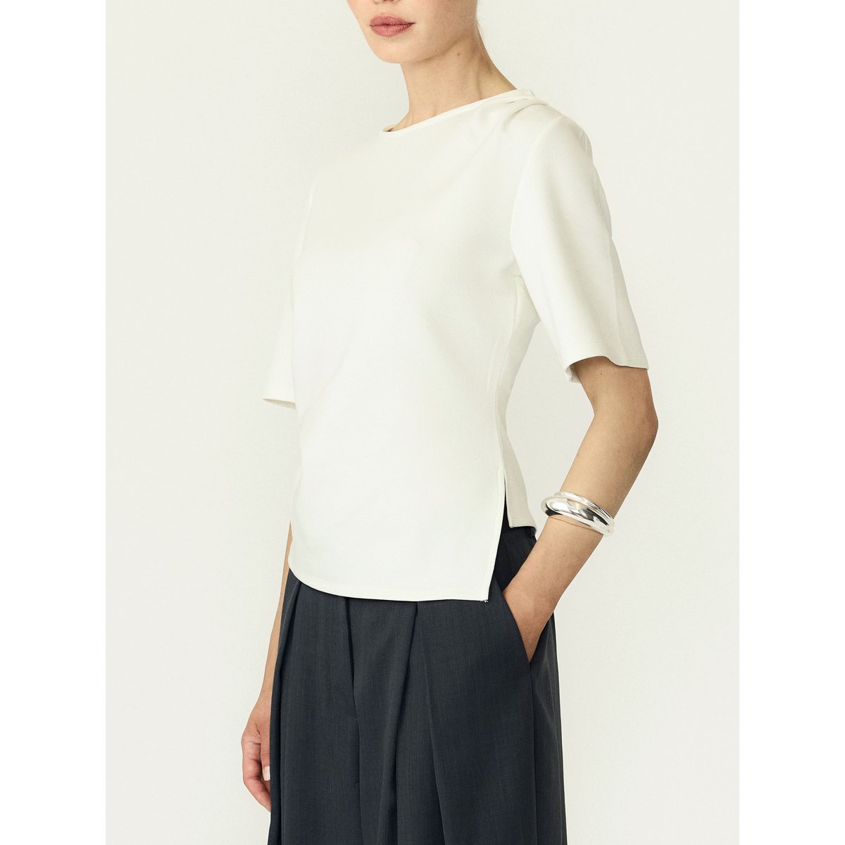 T-Shirt star white, YAS
