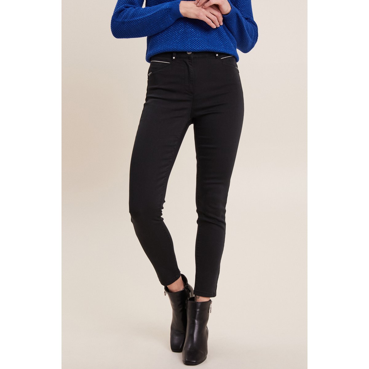 Pantalon ajusté taille haute noir, BREAL