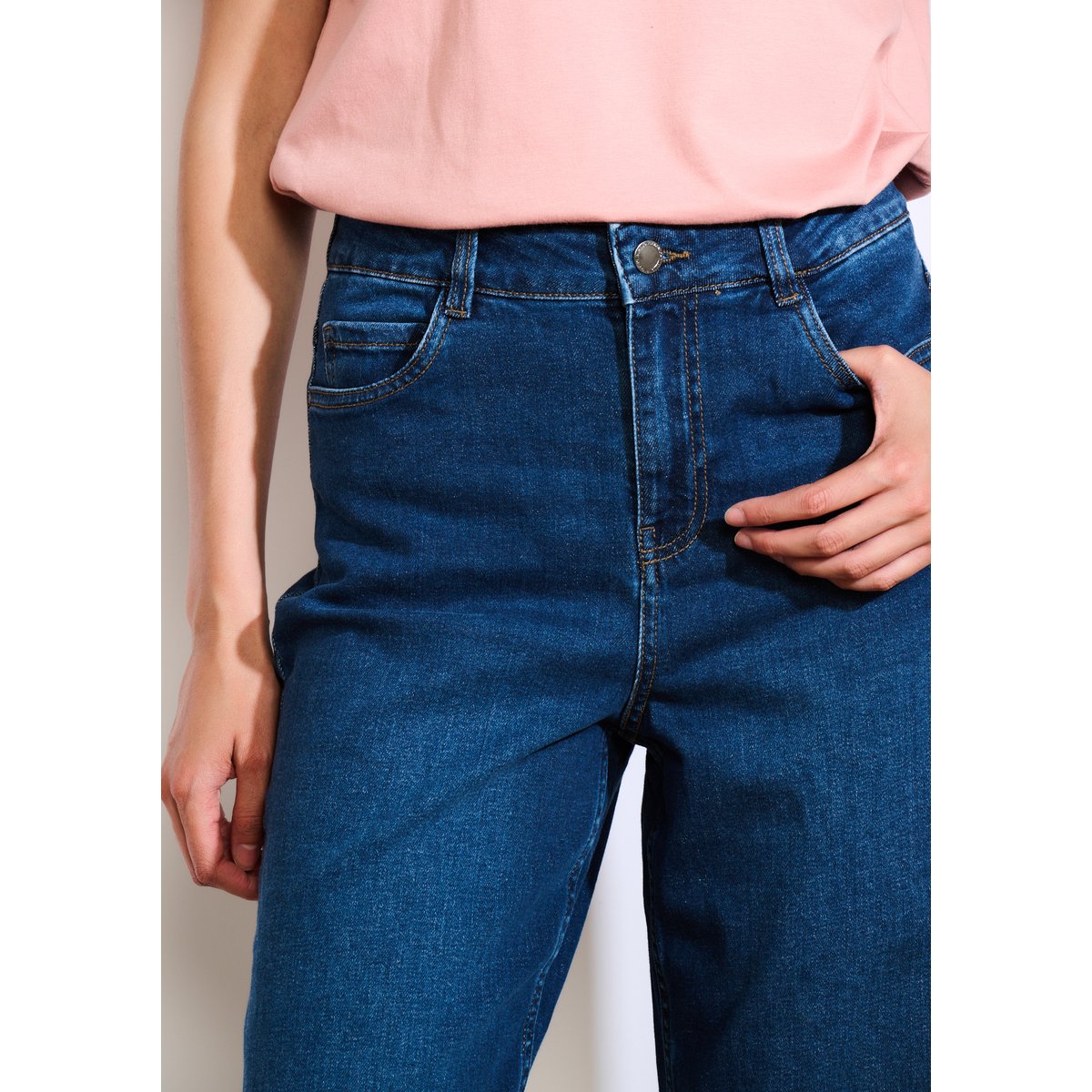 Jean taille haute large dark blue, LOLALIZA