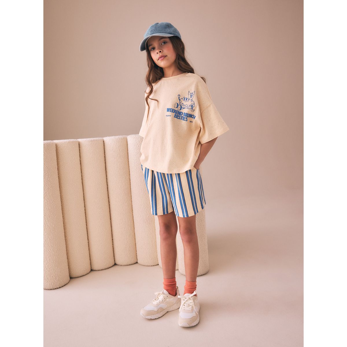 Ensemble t-shirt et short texturé club de petit-déjeuner jaune/bleu, NEXT