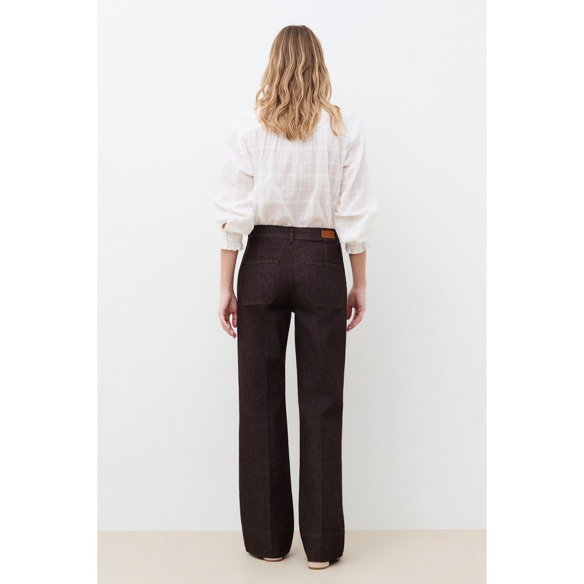 Pantalon flare en denim PHAMILTON marron foncé, CAROLL