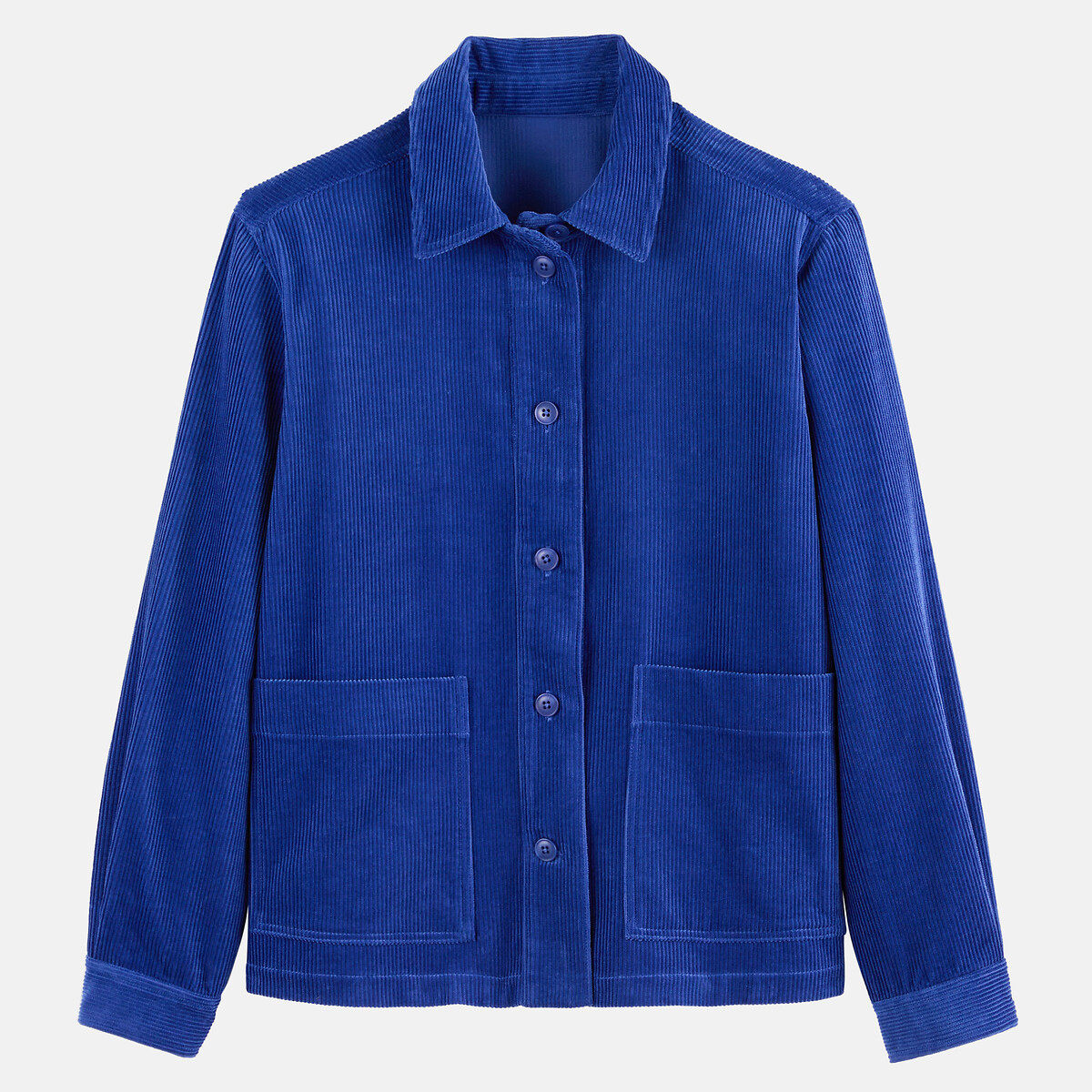 Oversized hemdjasje in fluweel blauw, LA REDOUTE COLLECTIONS