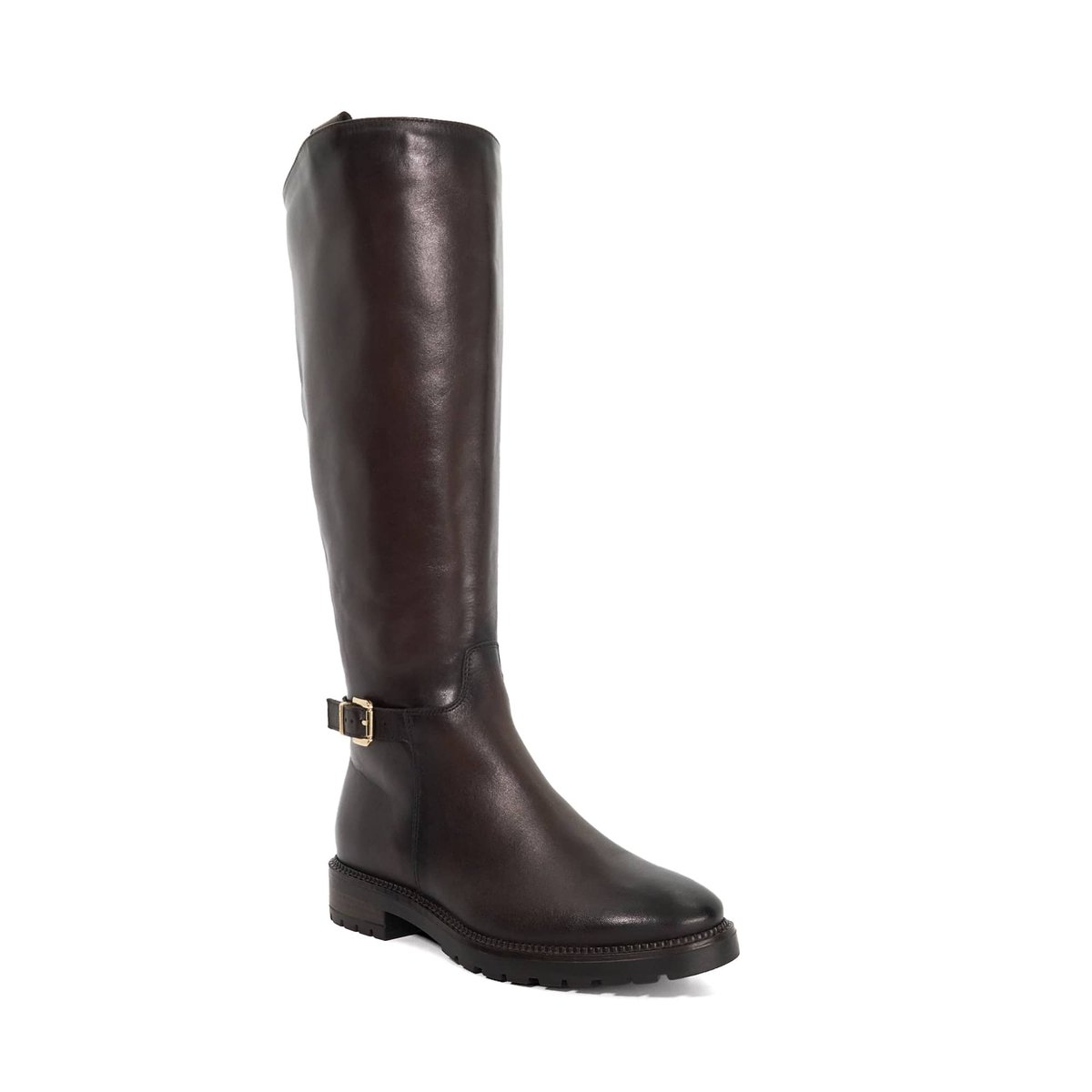 Bottes au genou en cuir à boucle - TABBEY brown-leather, DUNE LONDON