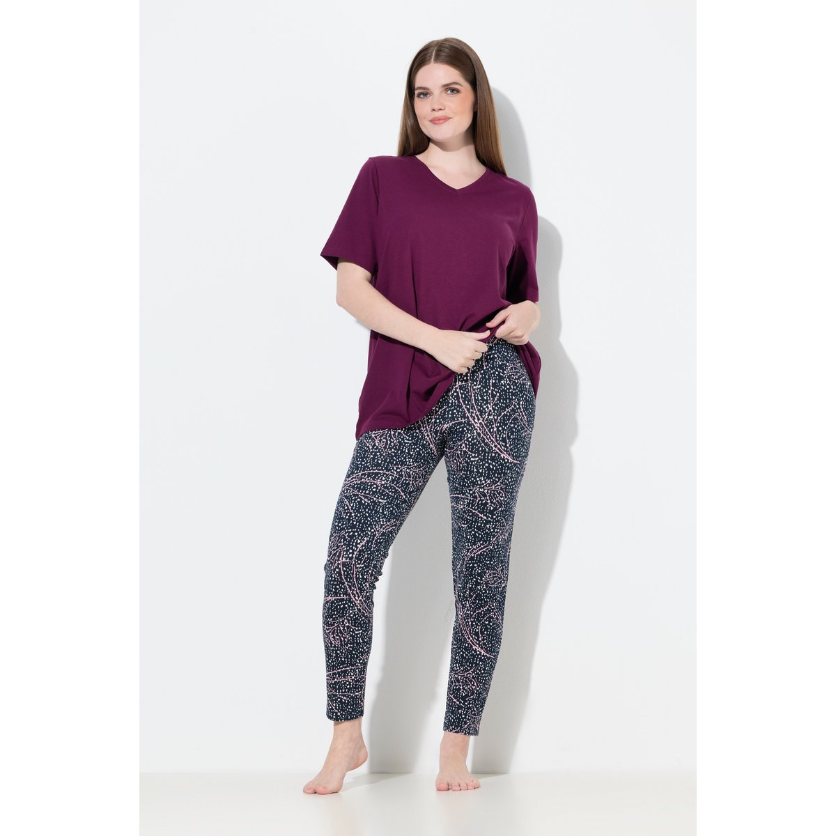 Legging en coton bio marine, ULLA POPKEN