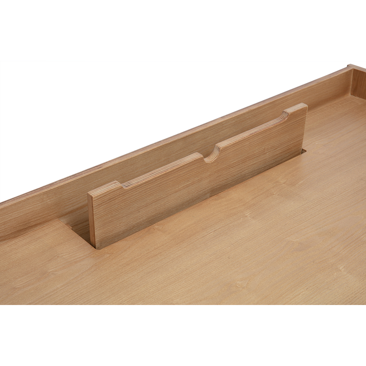 Bureau scandinave bois foncé avec rangements 2 tiroirs L100 cm HALLEN frêne, MILIBOO