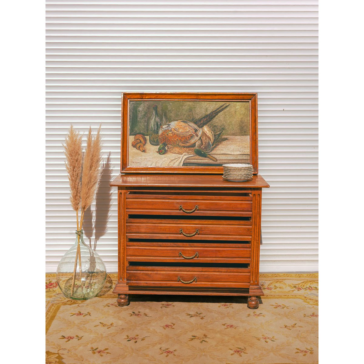 Commode aux jolies poignées Garance N°726 - Bon état marron, DEBONGOUT
