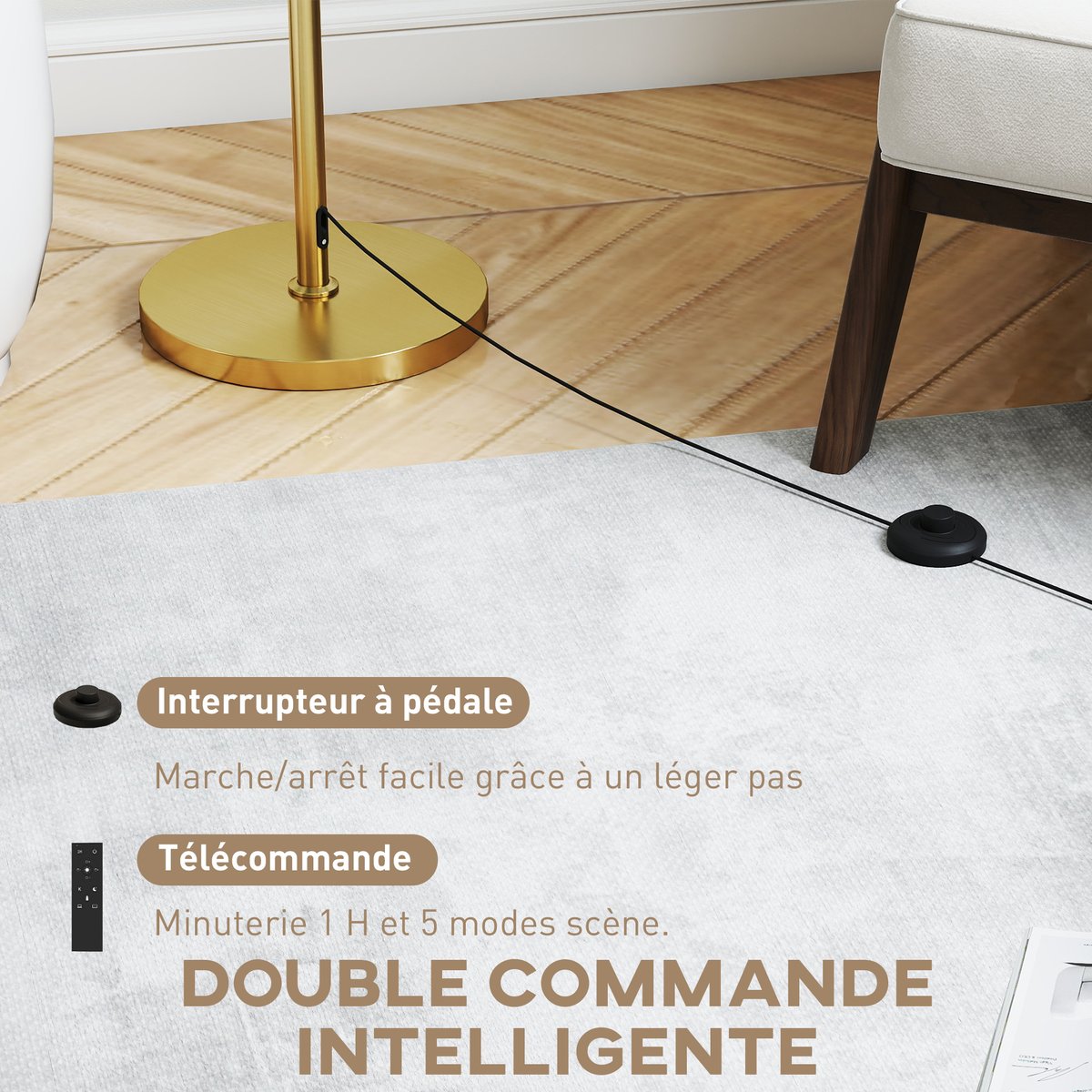 Lampadaire Acier Or jaune, HOMCOM
