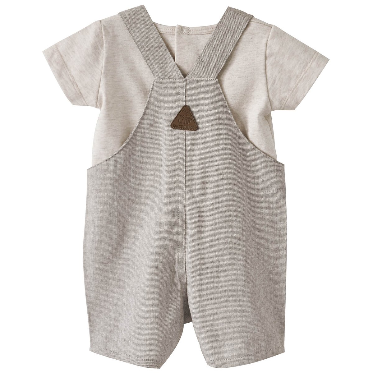 Salopette courte + tee-shirt ecru beige, SUCRE D'ORGE