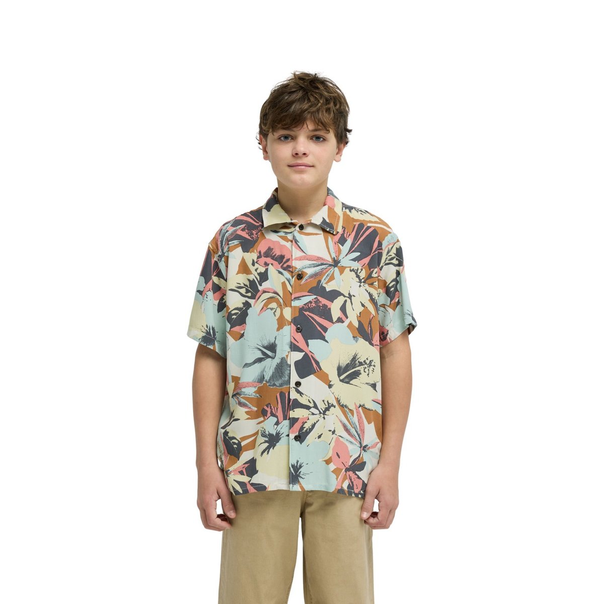 Chemise manches courtes SAFE PARADISE beige garden glade interact floral, QUIKSILVER