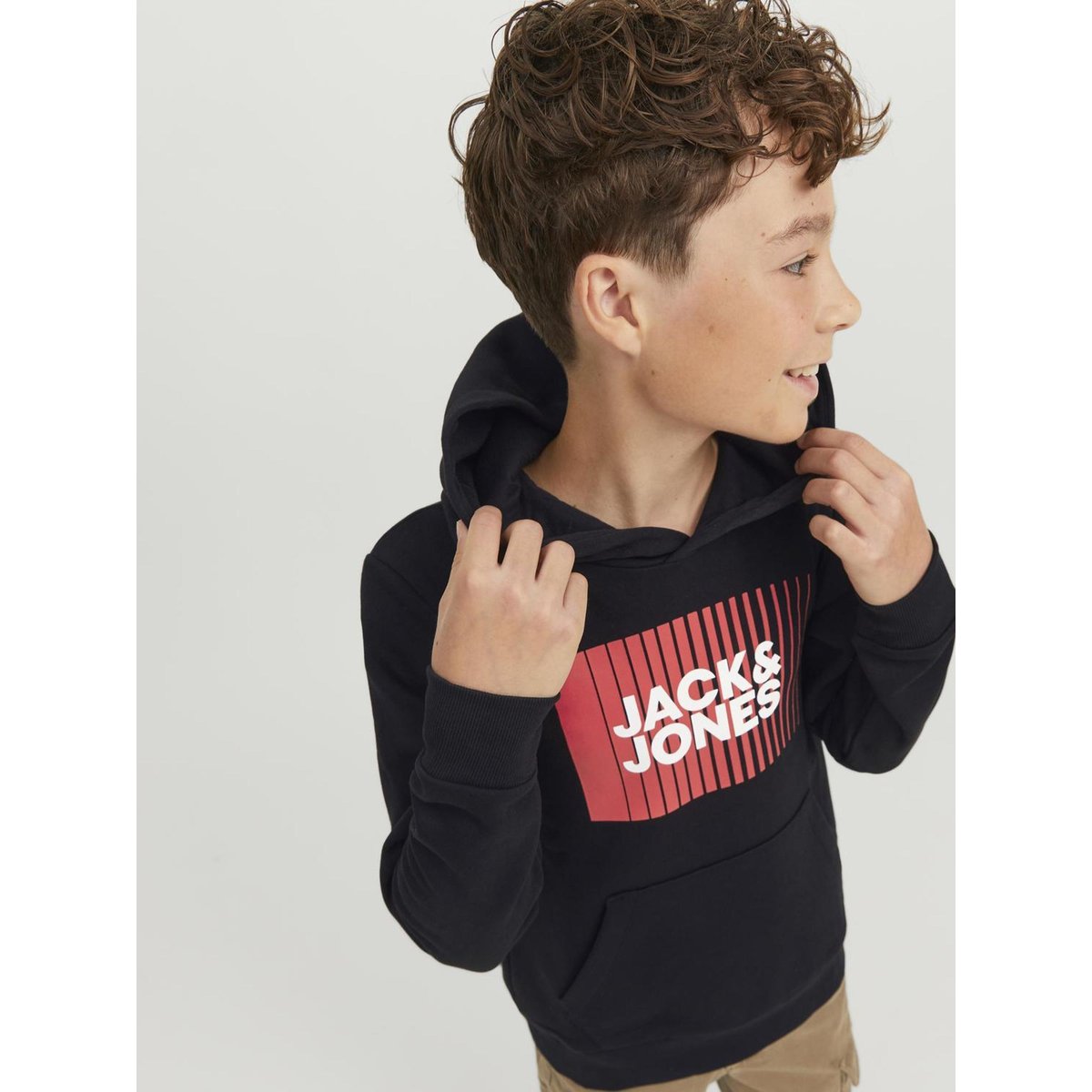 Sweat à capuche en molleton noire - black, JACK & JONES JUNIOR