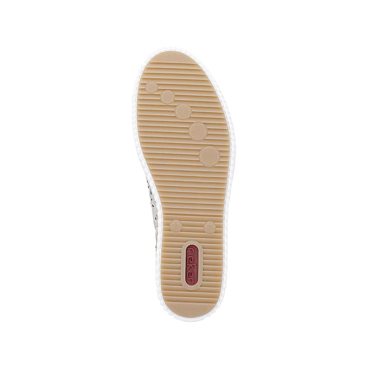 Tennis beiges en cuir à talon plat avec des lacets et des motifs fleuris beige, RIEKER