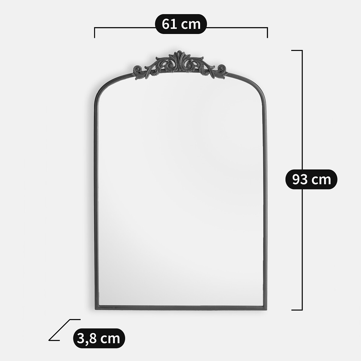 Espelho de parede, metal de ferro lacado, comprimento 61 x altura 93 cm, JINIA bordeaux, LA REDOUTE INTERIEURS