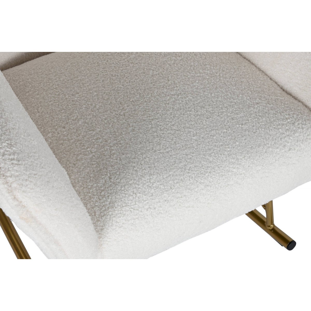 Fauteuil à bascule en polyester et métal contemporain blanc crème avec détails dorés, RECOLLECTION