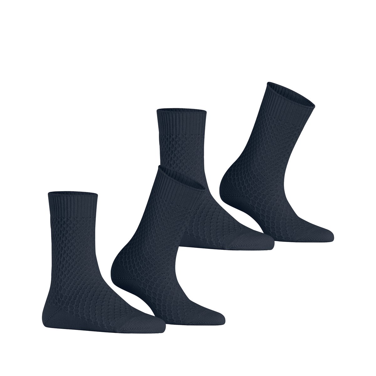 Chaussettes Diamond Knit 2-Pack Opaque space bleu, ESPRIT