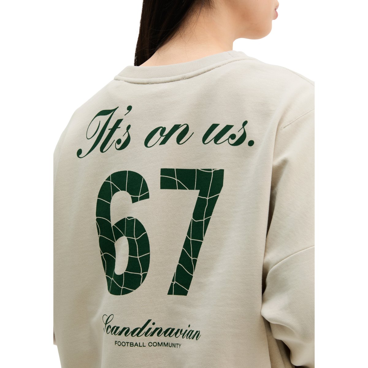 Sweat MOP Club '67, oversized, boxy fit avec surface peignée beige, MARC O'POLO