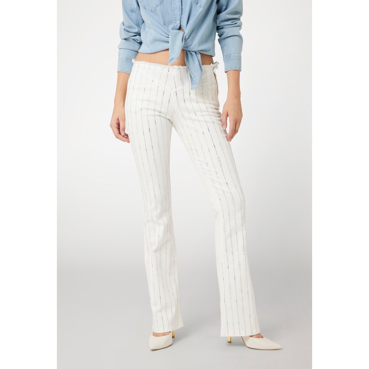 Jean Évasé Taille Basse blanc, GUESS