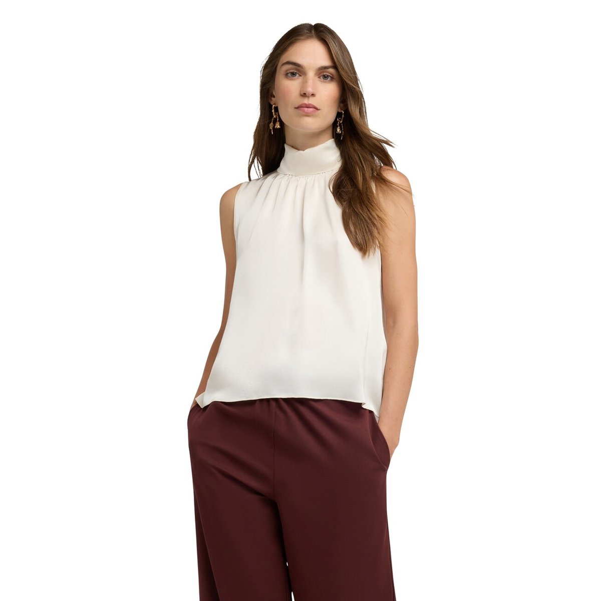 Blouse avec col mao blanc, MOTIVI