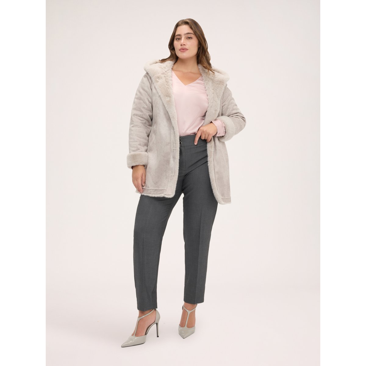 Manteau soft touch réversible gris, FIORELLA RUBINO