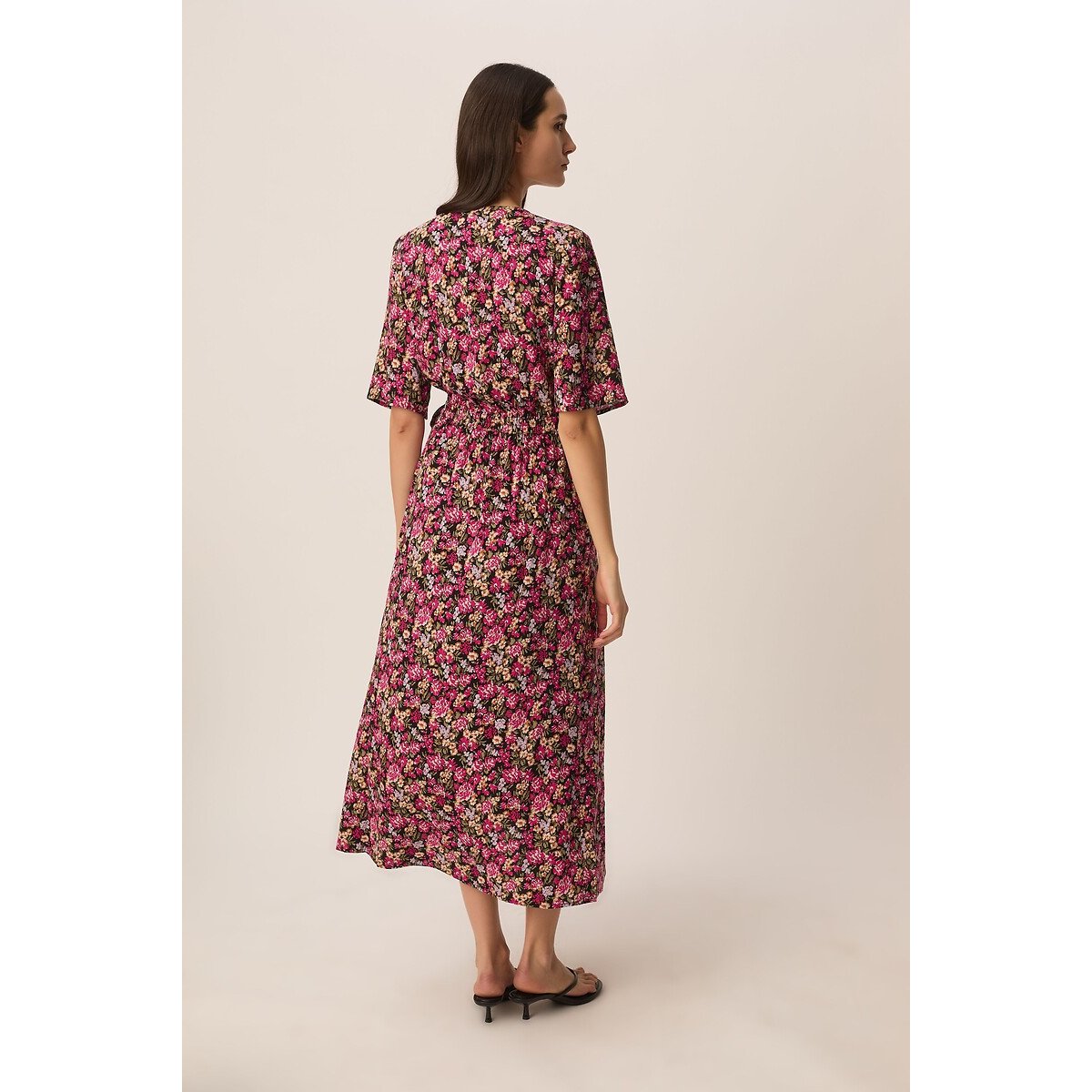 Vestido midi com estampado floral, ELALY estampado floral, DES PETITS HAUTS