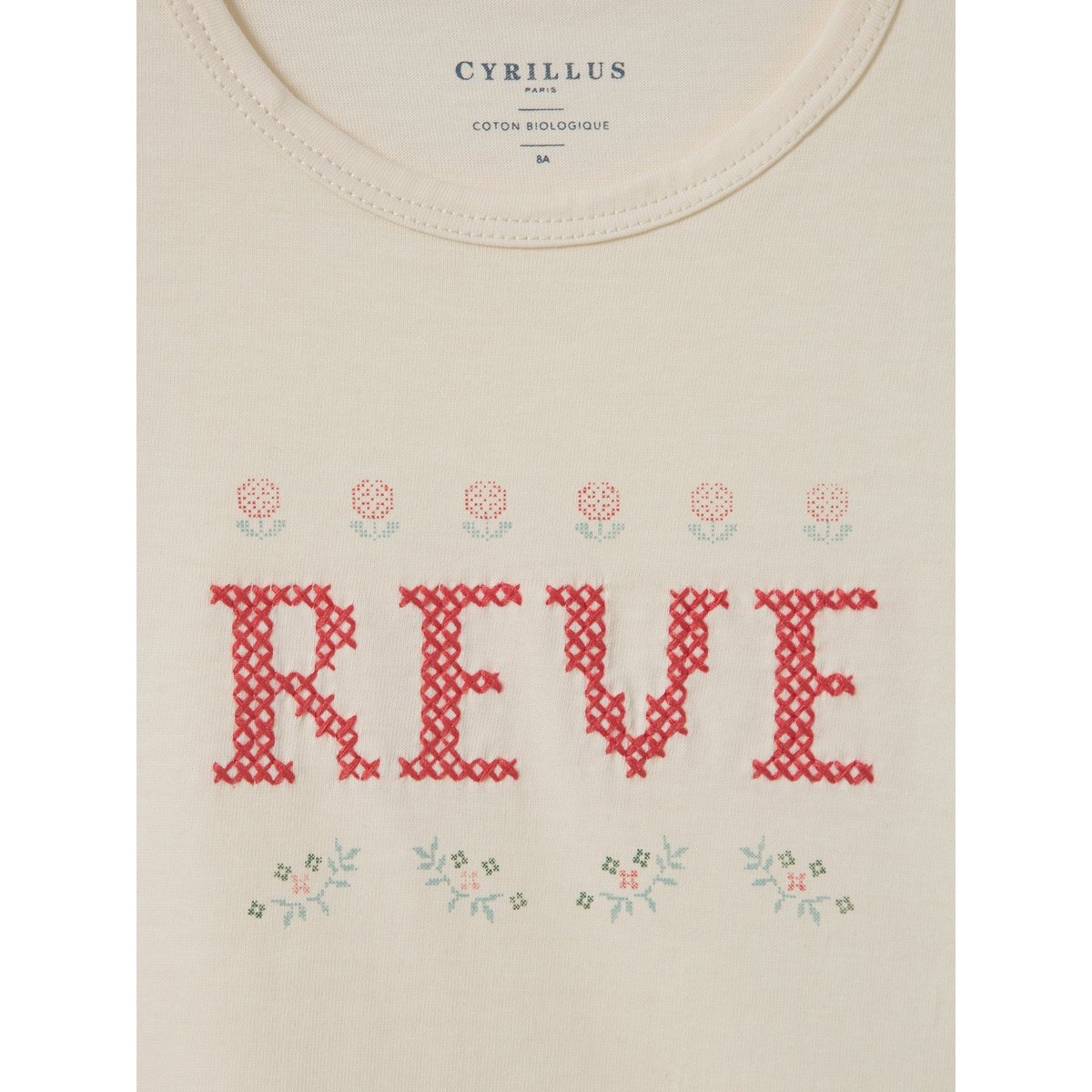 T-shirt brodé - coton biologique ecru, CYRILLUS