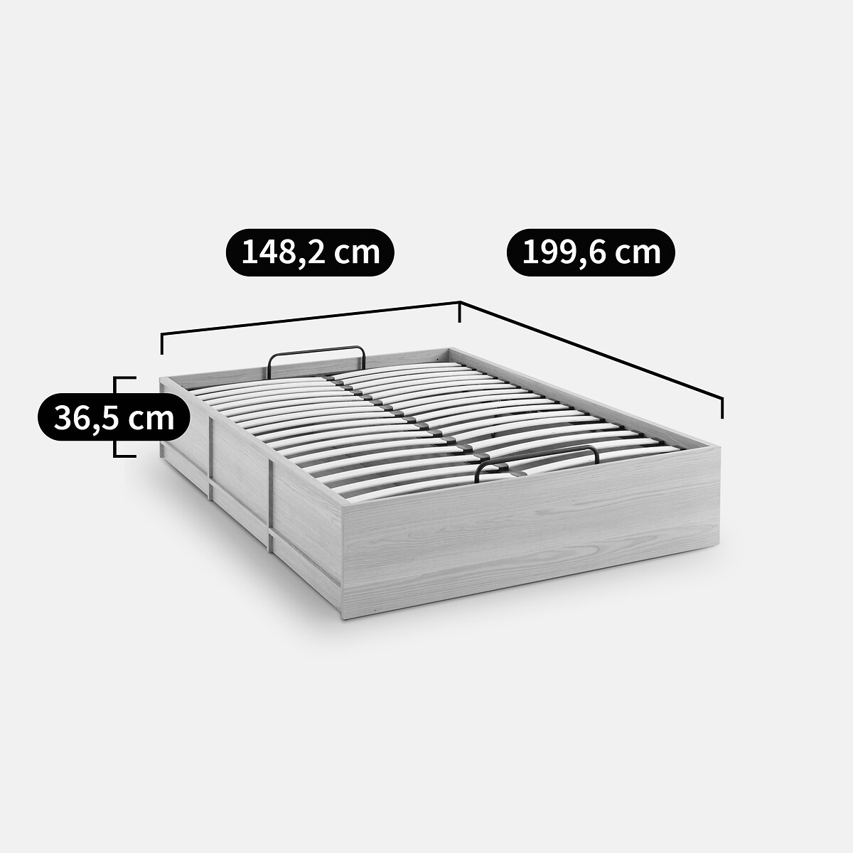 Lit coffre avec sommier relevable, SENSSIA plaqué chêne naturel, LA REDOUTE INTERIEURS