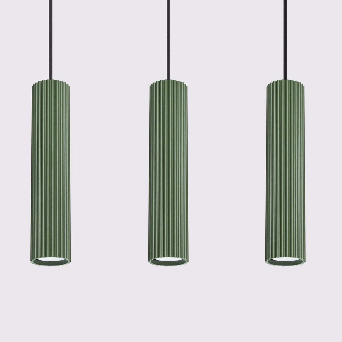Suspension Aluminium Vert Olive GU10 3 Karbon Line vert, EDEN