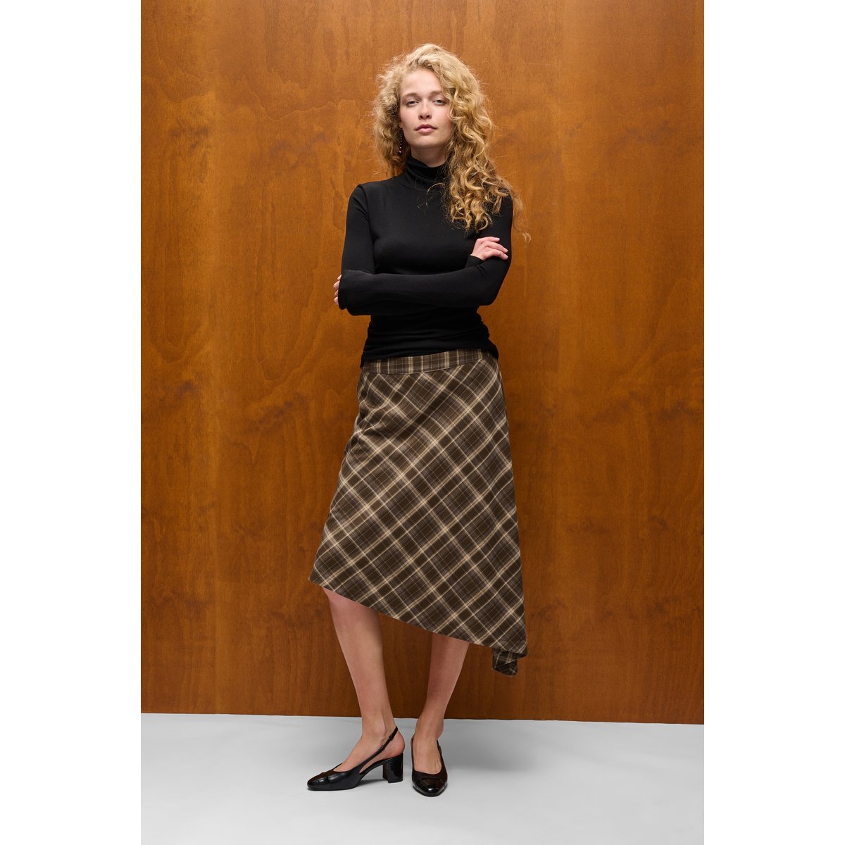 Jupe - tissage léger marron brown check, CULTURE