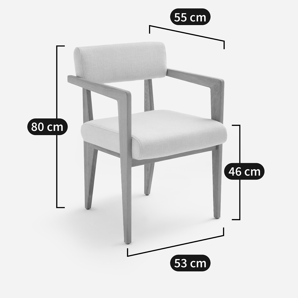 Fauteuil de table, hêtre et tissu texturé, IZAG moka, AM.PM