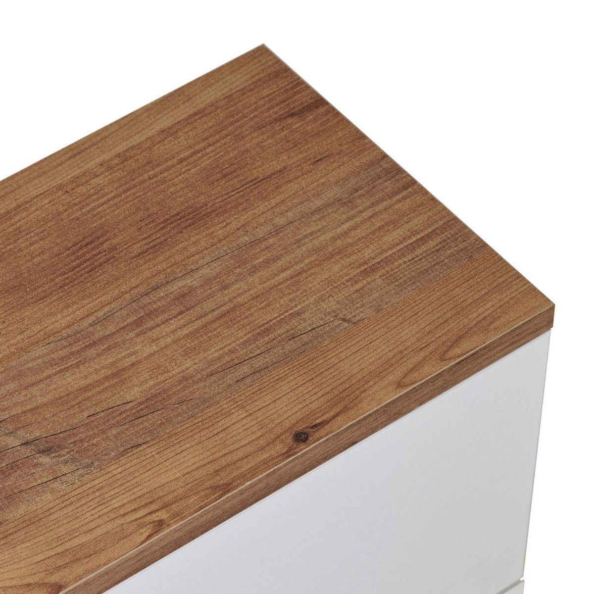 Meuble tv suspendu 2 portes plateau bois foncé L160cm- YARA blanc, DRAWER