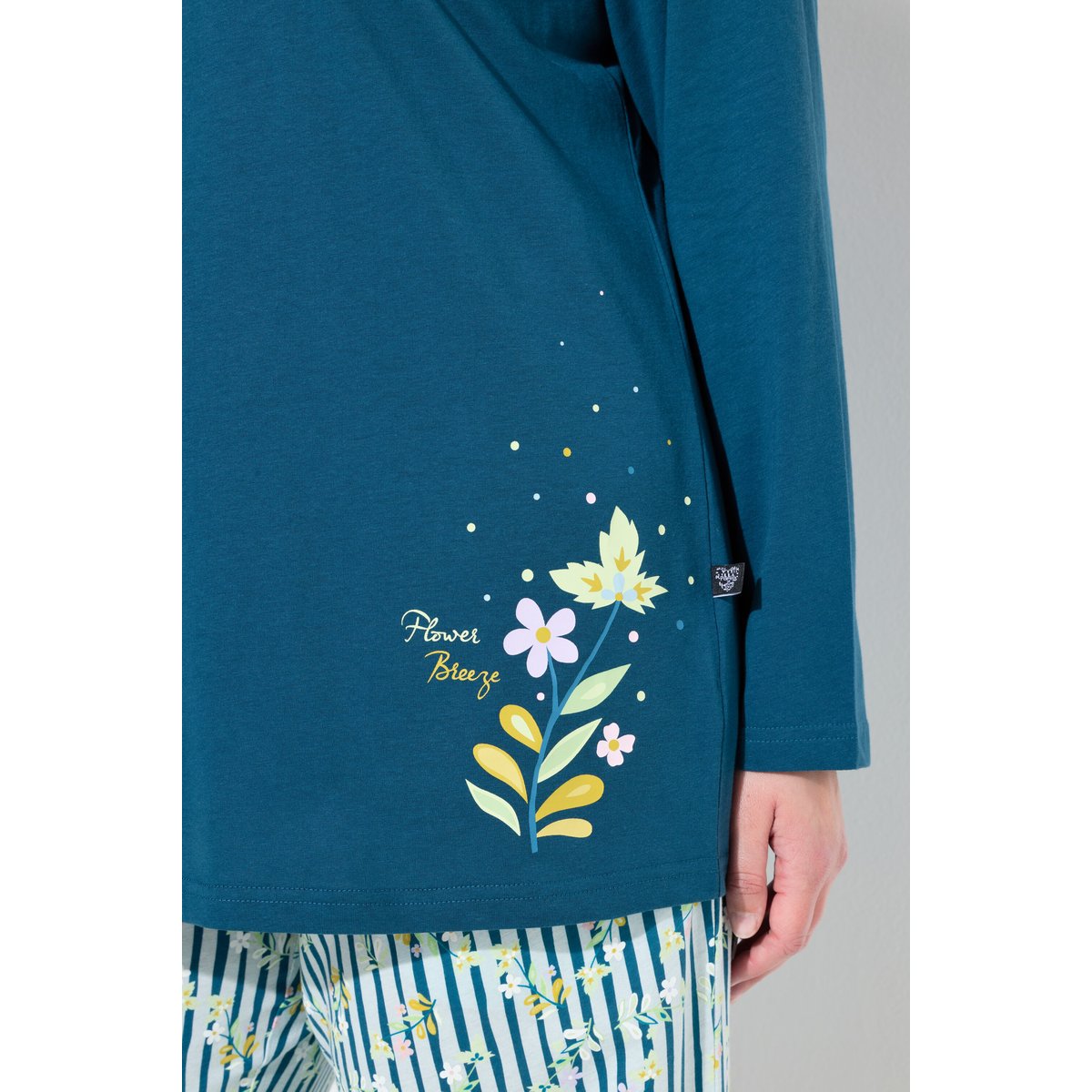 Pyjama col rond et manches longues pétrol, ULLA POPKEN