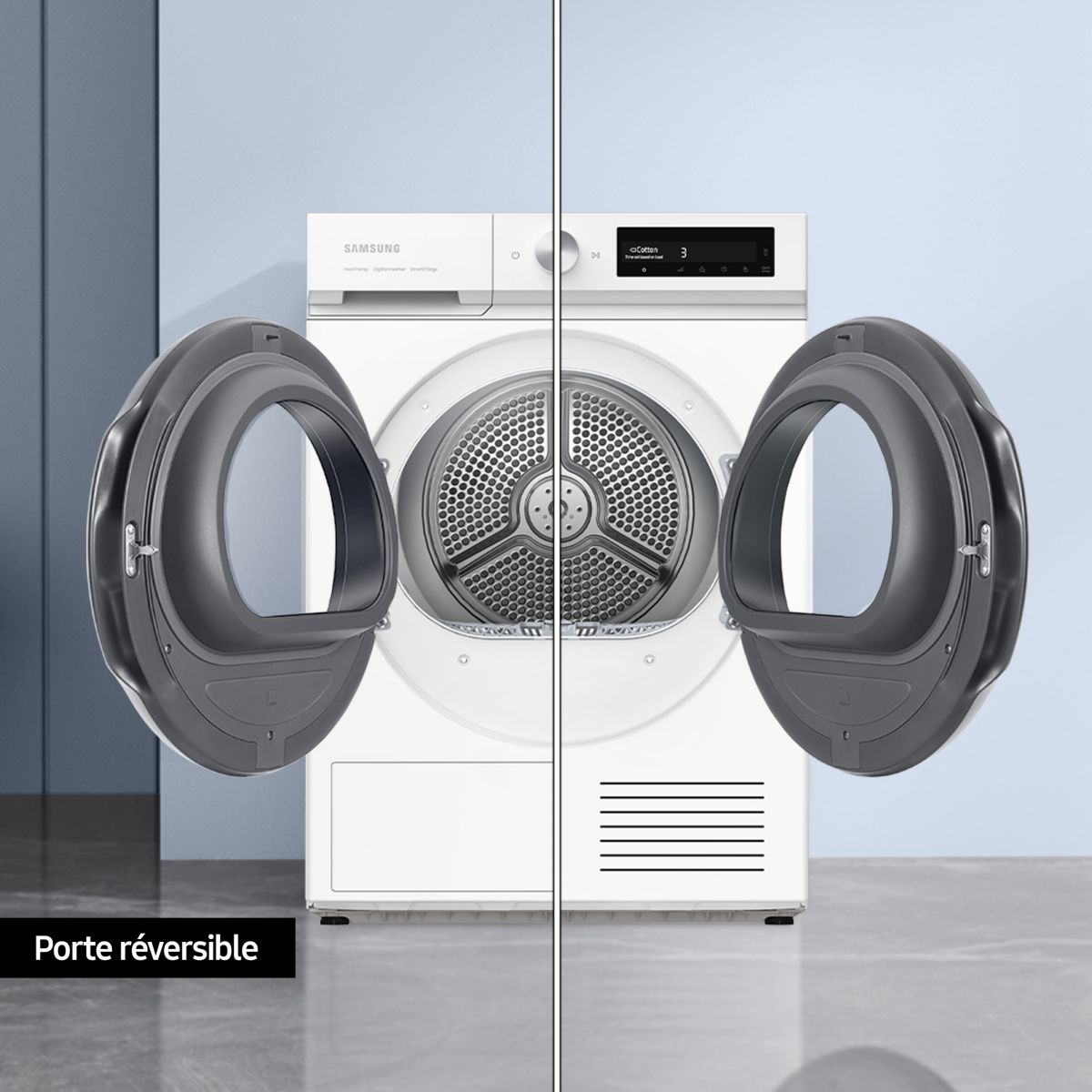 Sèche linge pompe à chaleur DV90BB7445GWS3 - 9kg - Idéal famille & Séchage super rapide & Bespoke AI blanc, SAMSUNG