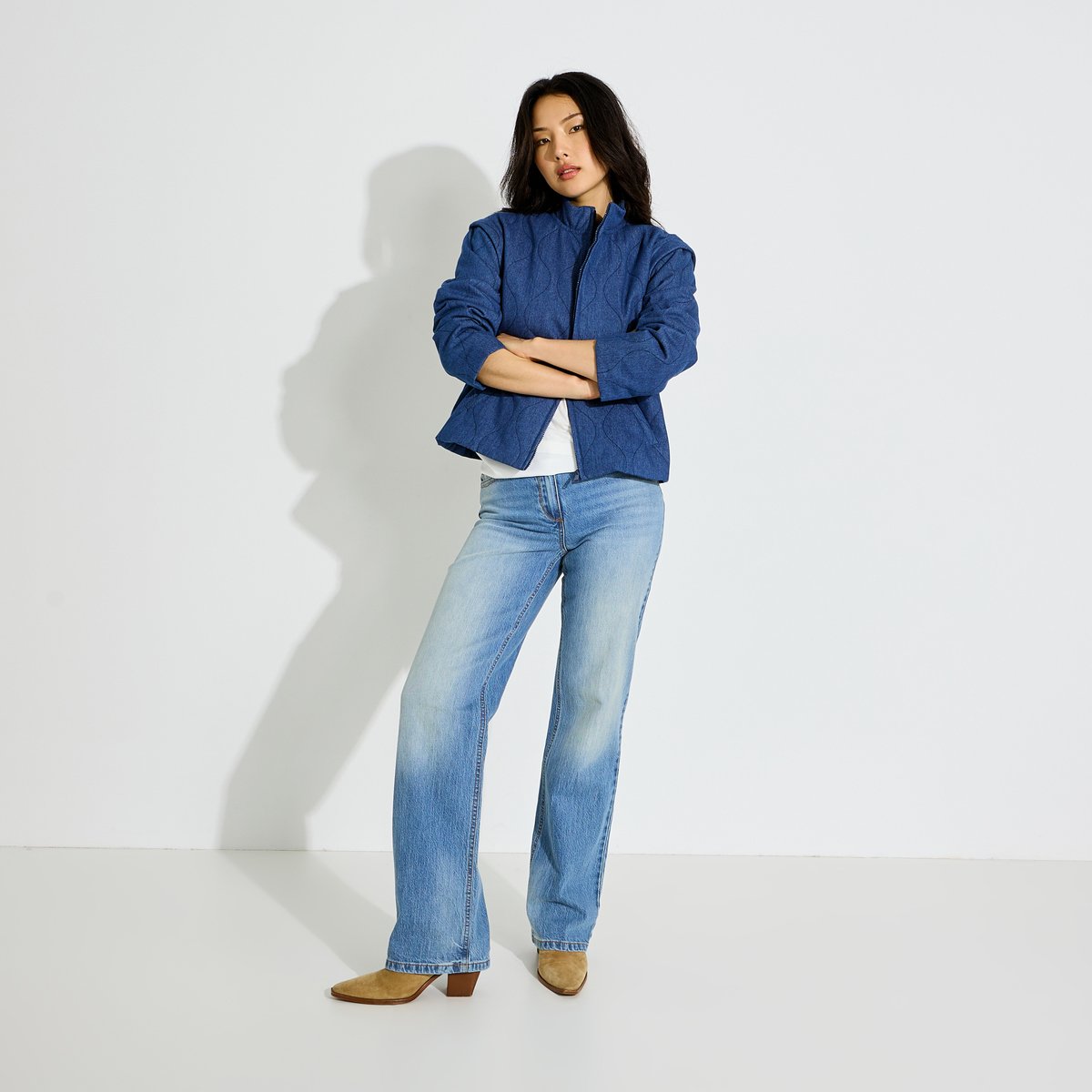 Blouson manches amovibles bleu stone, GRAIN DE MALICE