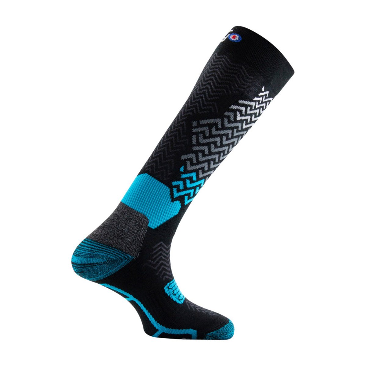 Mi-bas Ski tricot 3D en laine et soie haute performance ALVEOL TECH 3 noir, THYO