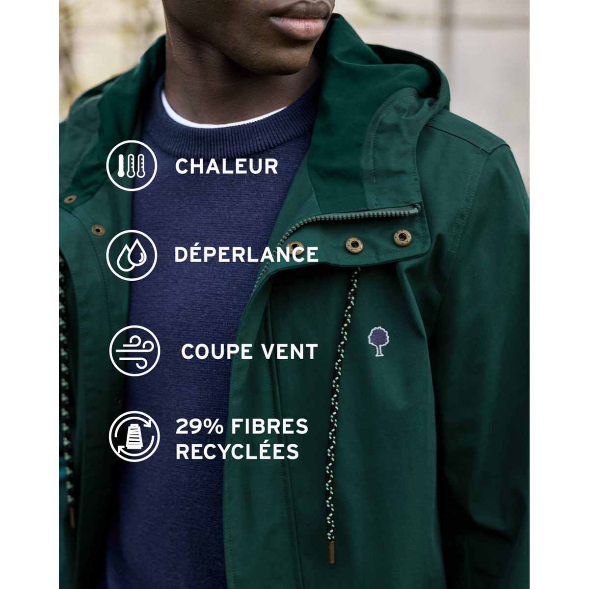 Imperméable coton GRESIGNE vert sapin, FAGUO