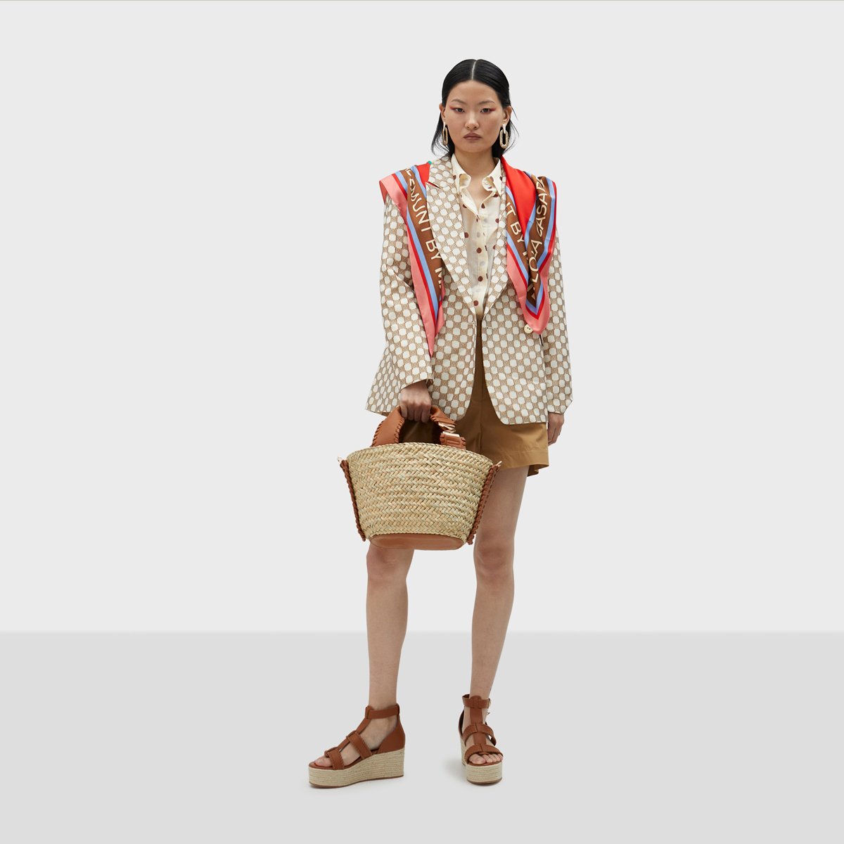 Blazer à manches longues avec col à revers marron clair, LOLA CASADEMUNT