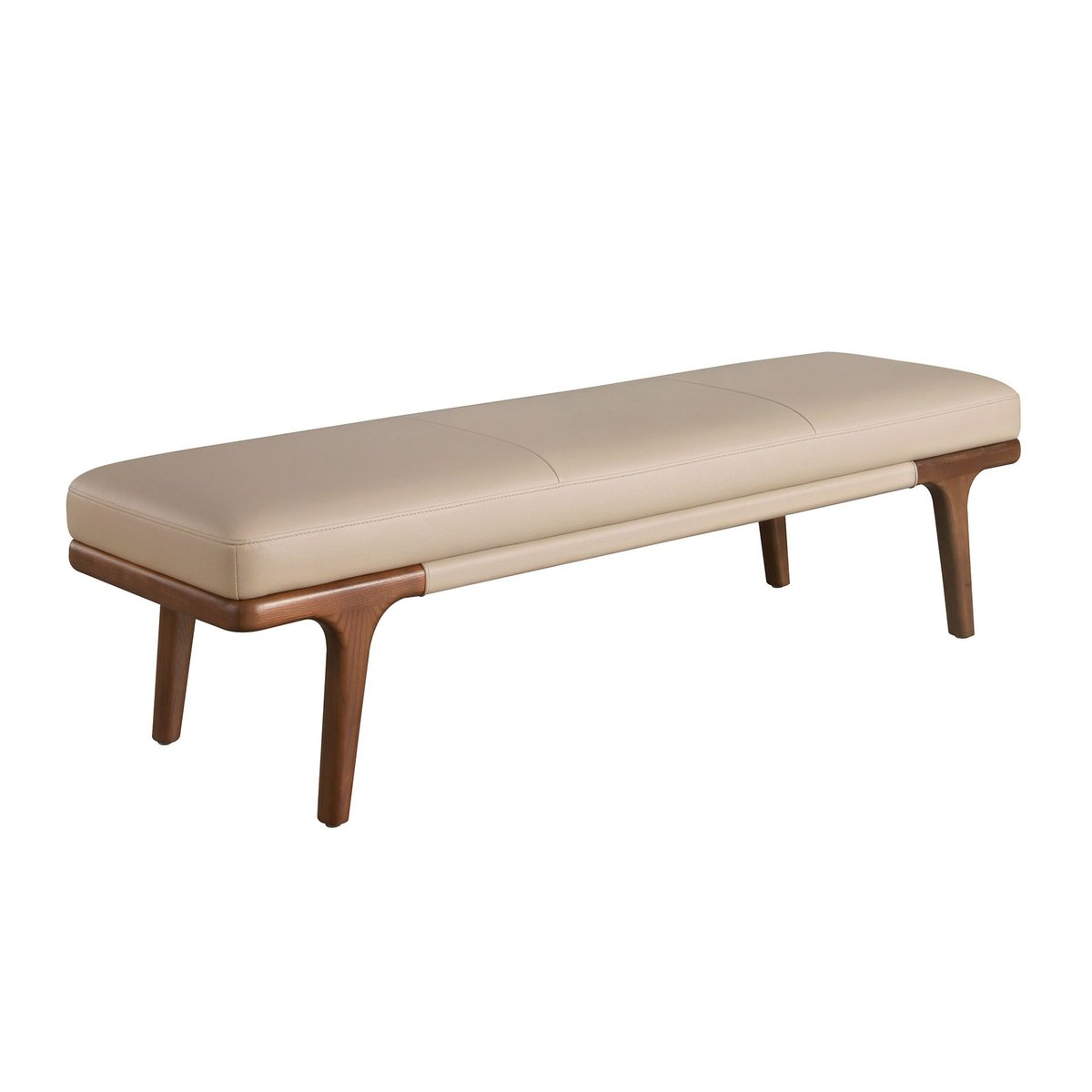 Banc en simili cuir taupe | noyer foncé, ANGEL CERDA