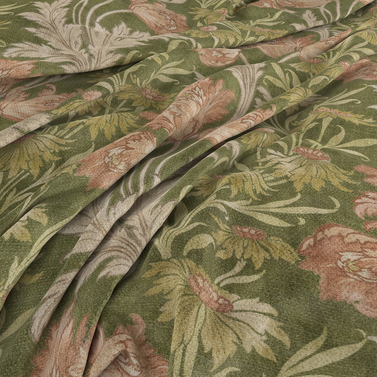 Emeline Floral Chenille Armchair with Oak Feet khaki/floral print, ÉDITÉ