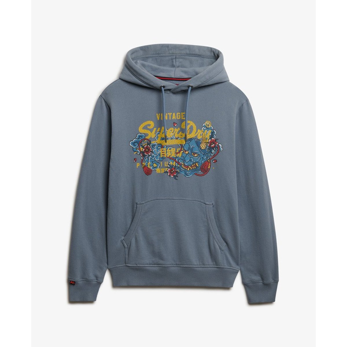 Sweat à capuche décontracté Vintage Logo Tokyo bleu gris grès, SUPERDRY