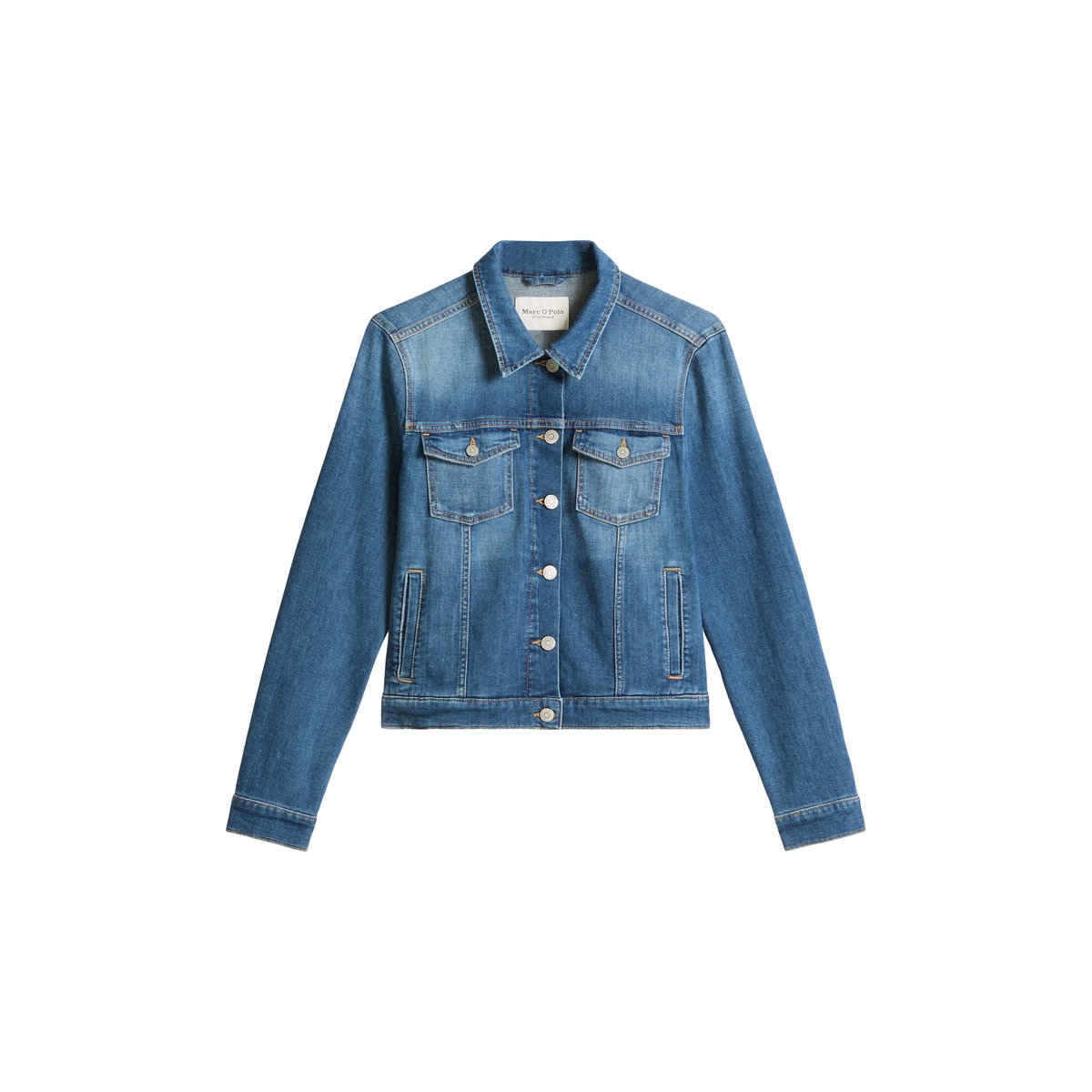 Veste en jean regular en denim Cashmere Touch bleu foncé, MARC O'POLO