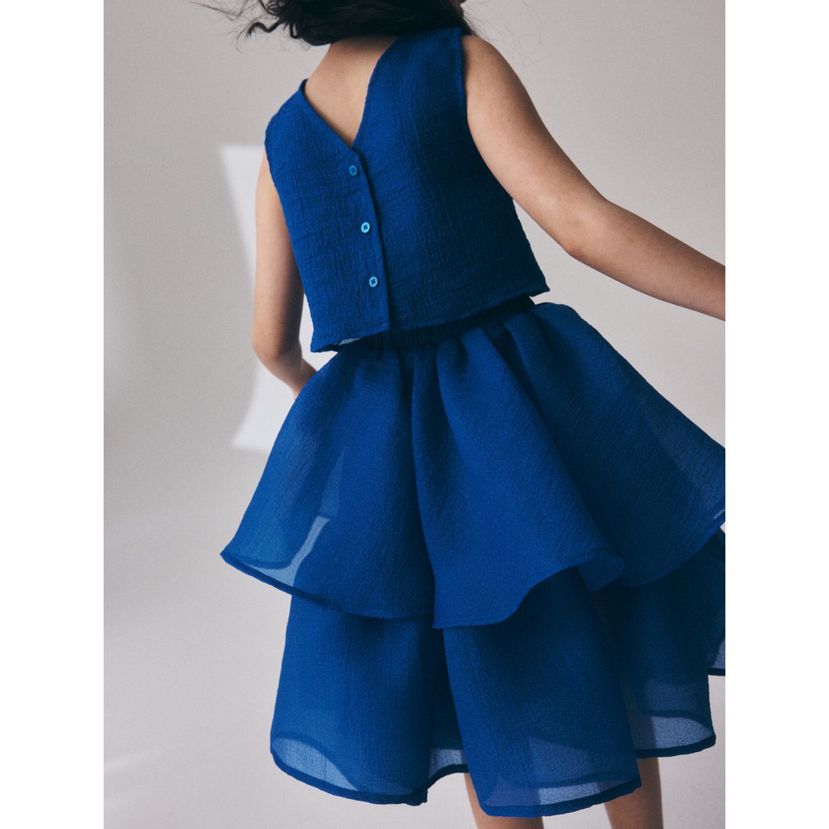 Ensemble jupe à volants et chemisier bleu cobalt, NEXT