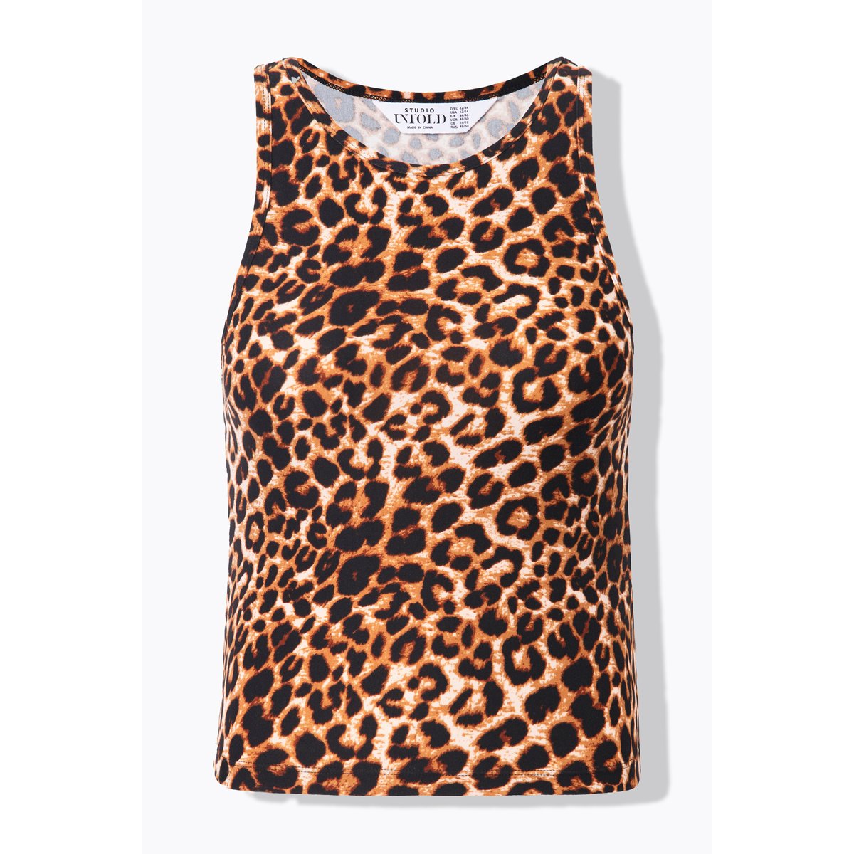 Crop top léopard. Coupe Slim Shape noisette, STUDIO UNTOLD