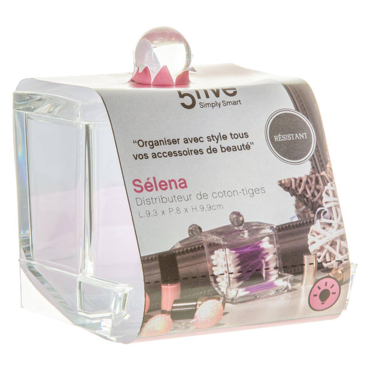 Distributeur de cotons-tiges SELENA transparent, 5FIVE SIMPLY SMART