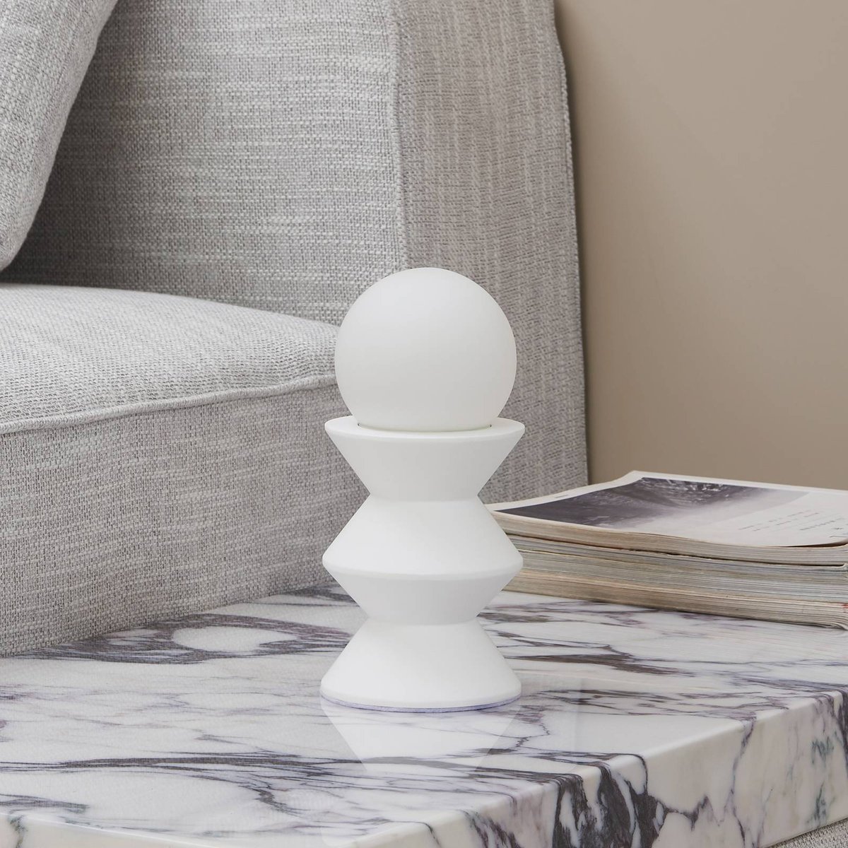 Lampe à poser en plâtre moderne, Nielson blanc, LINDBY
