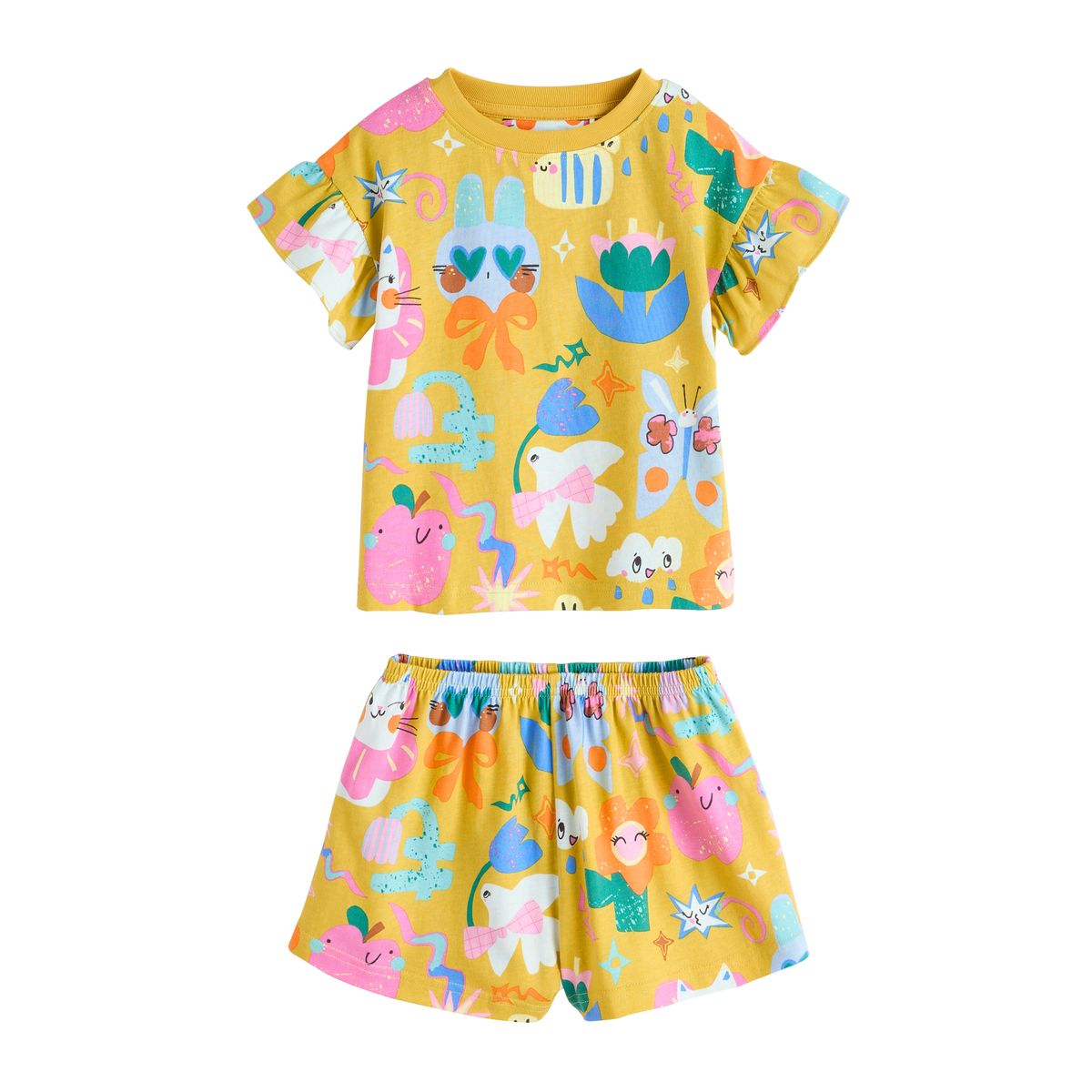 Pyjama short, lot de 3 chat rose et bleu à motif floral, NEXT