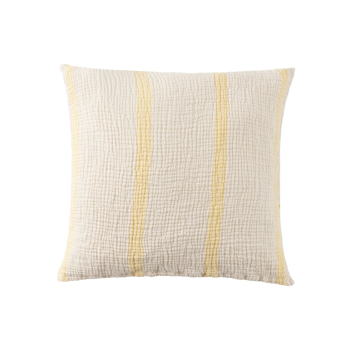 Housse de coussin gaze de coton RYTHMO jaune pastel, CARRE BLANC